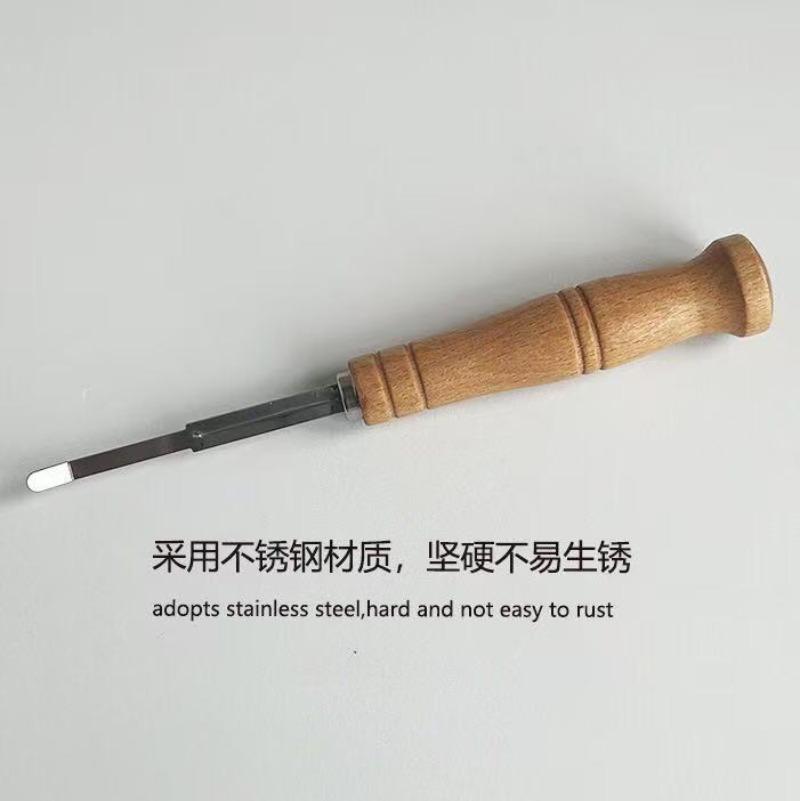 Stainless Steel Bread Grooming Knife Wooden Handle Cutting Knife European Bag Curved Bread Cutter Baguette Bread Knife Baking Tool