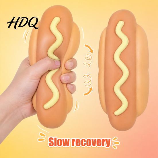 Large Slow Rebound Pinch Toys Giant Hot Dog Squeeze Toy 8.3" Rising Realistic Food Shaped Unique Stress Reliever for Colleagues Soft Ball