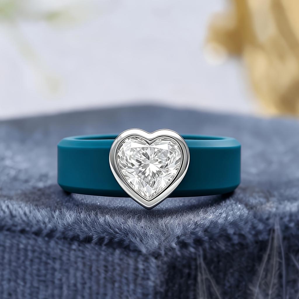 14K Golden Plated Blue Silicone Ring, Women's Fashion Hypoallergenic Stackable Ring for Daily Wear & Gifts