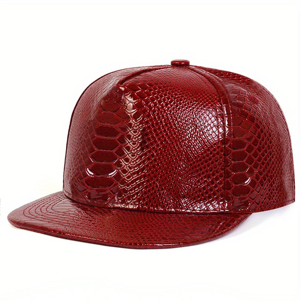 Unisex Python Pattern Leather Hip-hop Hats Spring Autumn Outdoor Adjustable Casual Baseball Caps Sunscreen Hat