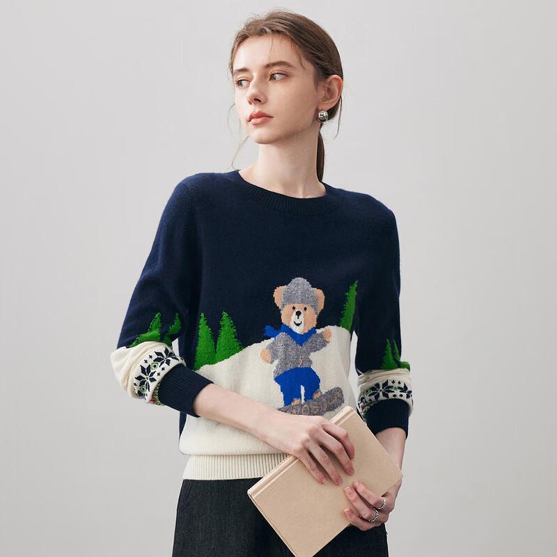 Komong Boca Women's 100% Cashmere Round Neck Sweater