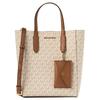 VINCENT Logo Stampato Logo Chiusura con Fibbia Magnetica Tela Rivestita Borsa a Spalla Borsa a Tracolla Piccola da Donna Bianco Vaniglia