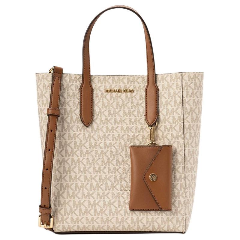 MICHAEL KORS VINCENT Logo Printed Logo Magnetic Buckle Closure Coated Canvas Shoulder Crossbody Handbag Small Women s Vanilla White белый