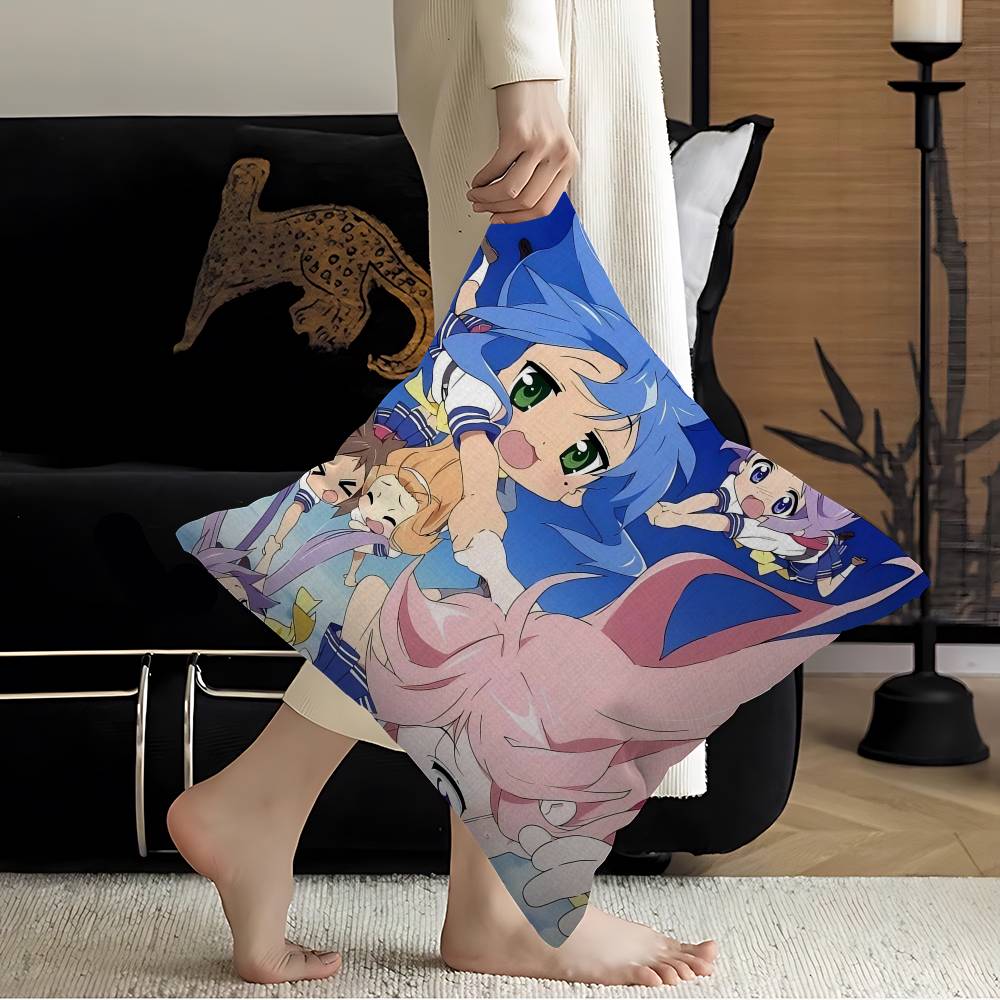 Cartoon L-Lucky S-Star ANIME Cushion Cover Inches Farmhouse Decor Home Throw Pillow Covers For Couch Decorations