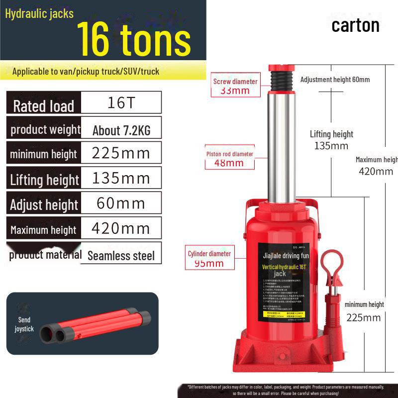 Jiajiale 2-тонный гидравлический автомобильный домкрат с 5-тонной ручкой для грузовика