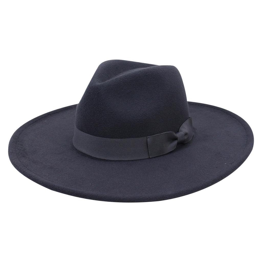 Unisex Fashion Wide Wool Belt Flat Top Fedora Hat Party Church Hats Cap