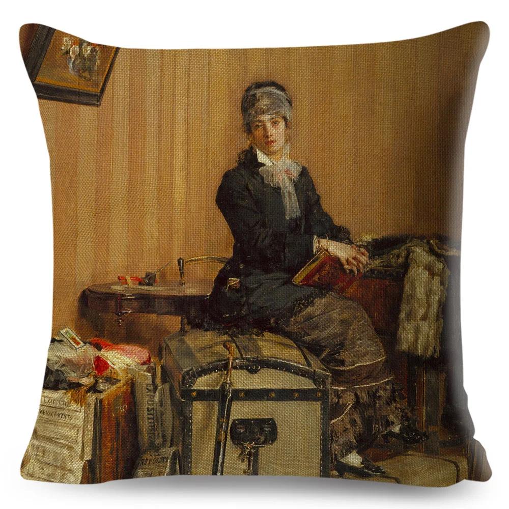 

Наволочка в винтажном стиле для женщины Декор Европа Леди Девушка Принт Наволочка 45*45см Полиэстер Наволочка для дивана Дома Автомобиля 12x12Inch