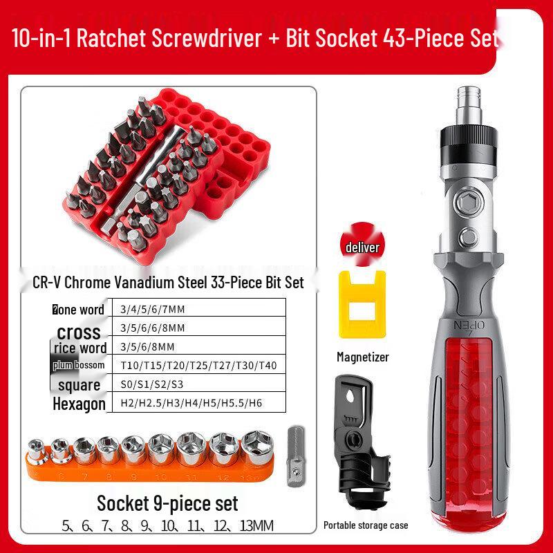 DELIXI 10-in-1 Multi-angle Ratchet Screwdriver Set