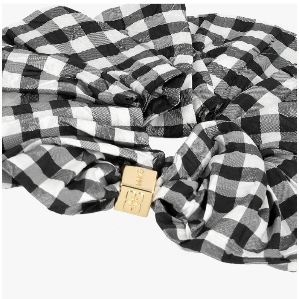 Ganni Check Crinkle Taffeta Scrunchie Hairband A6843 004