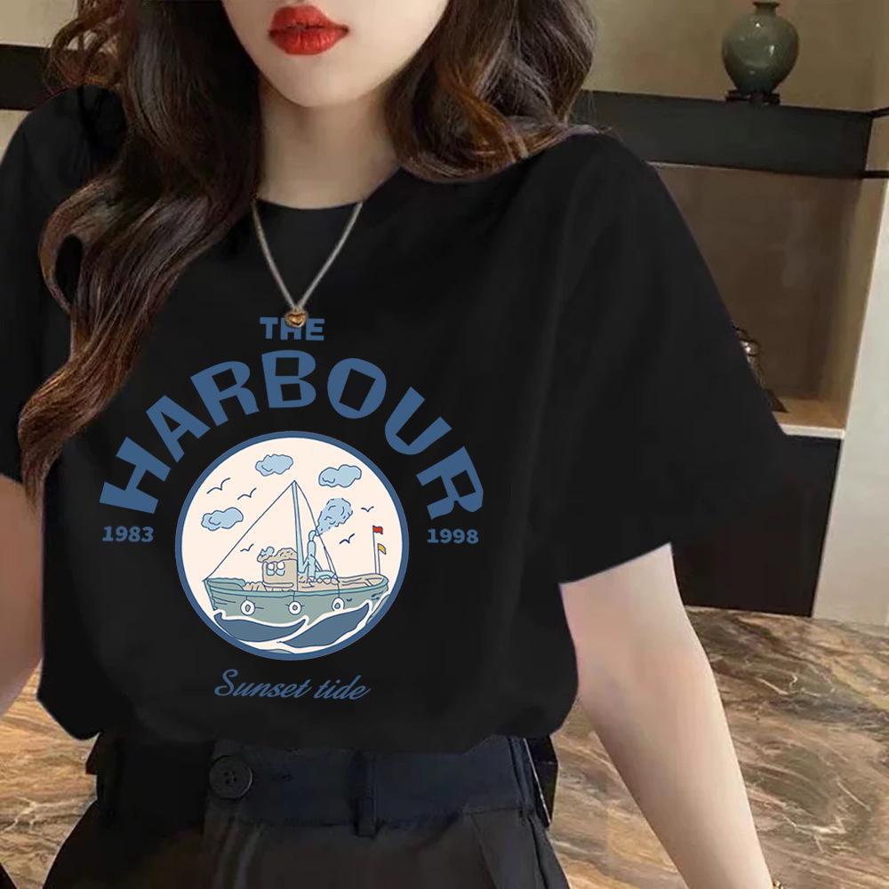 Cotton Front Shoulder Black T-shirt for Women In Women's Short-sleeved Summer New Large-size Base Shirt Underwear To Make Them Look Slim T-shirt Top