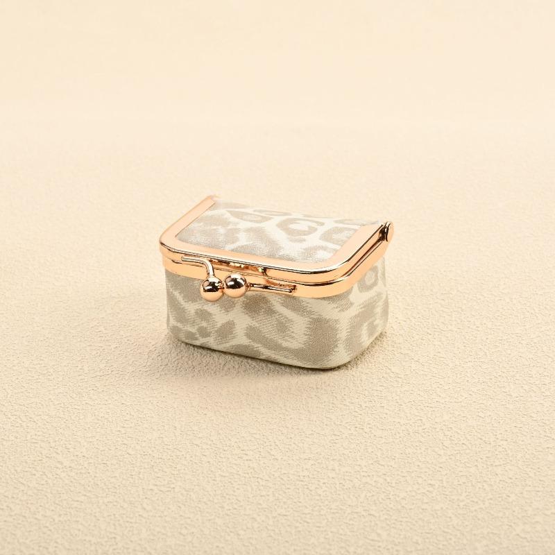 Mini PU Leather Kiss Lock Jewelry Box Leopard Pattern Portable Earphone Storage Case Coin Purse Ring Necklace Travel Organizer for Women