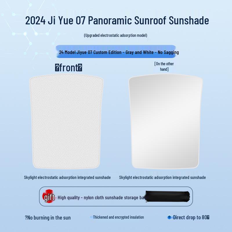 Ji Yue 24 Model 07 Sunroof Shade: Sun Protection, Heat Insulation, Privacy.