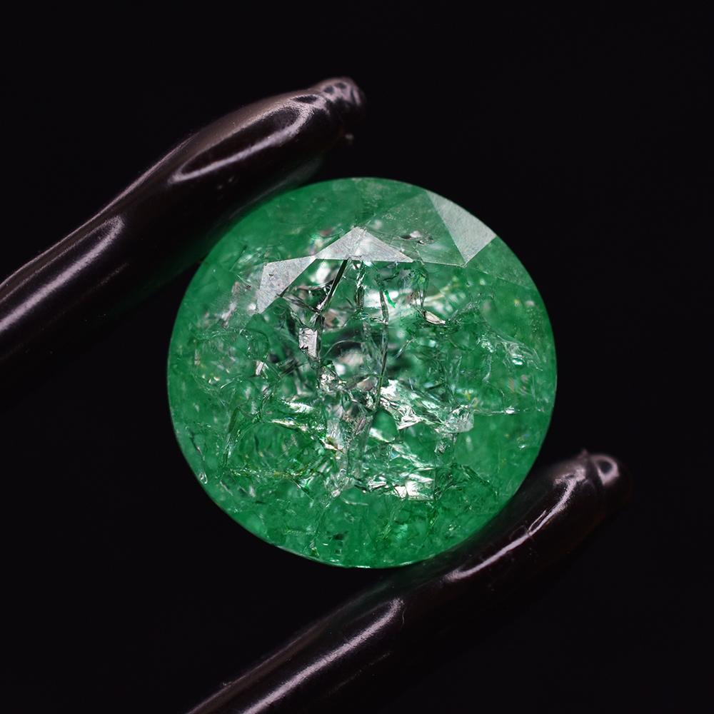 24.85 Ct Round Cut Natural   Green Emerald Loose Gemstone