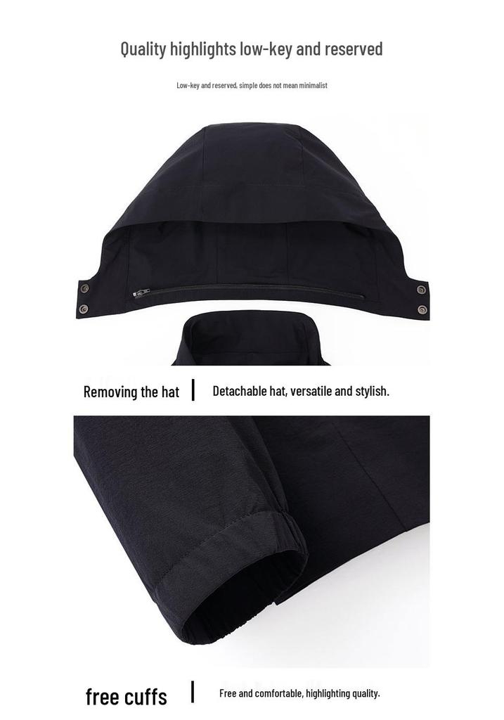 Autumn Detachable Hat Jacket for Middle-aged and Elderly - Fashionable Business Casual Outdoor Coat