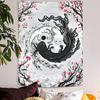 Arazzo giapponese Monte Fuji La Grande Onda Decorazioni da appendere a parete Fiore di ciliegio Boho Decorazioni per la casa Arazzi bianchi e neri