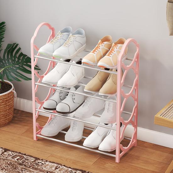 Entryway Shoe Rack 4 Tiers Large Bearing Capacity Great Load Detachable Thickened Steel Pipe