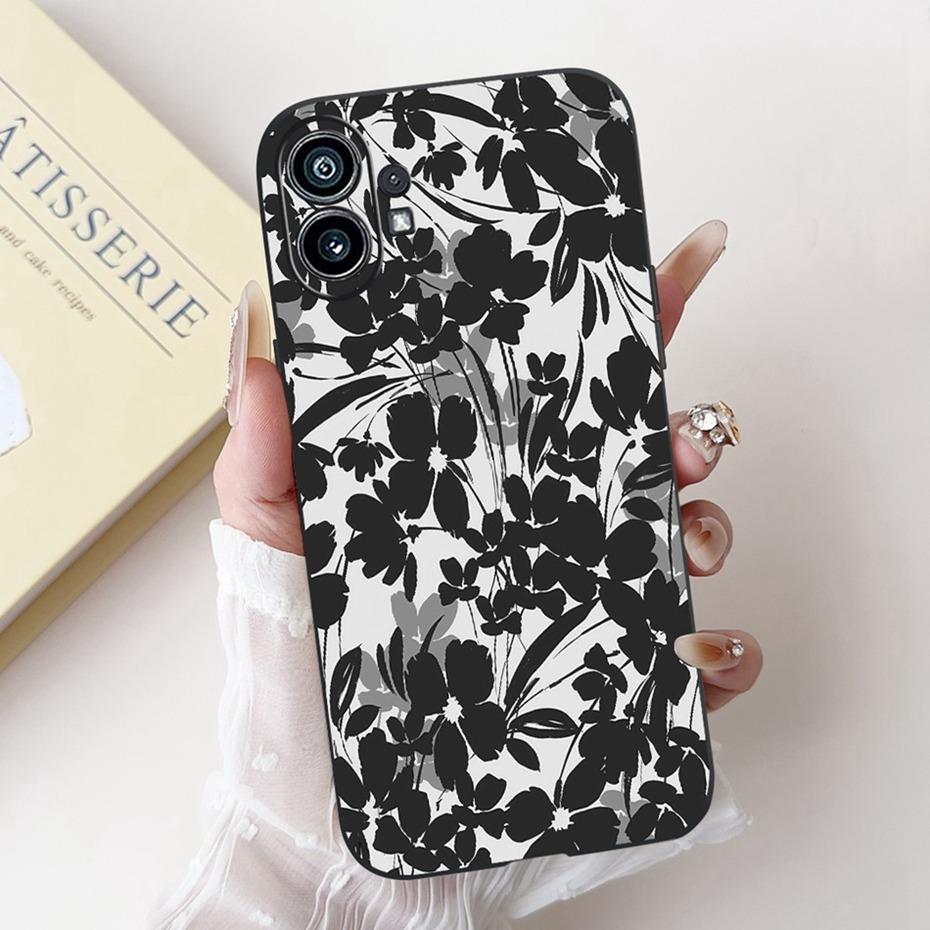 Fashion Painting Phone Case For Nothing Phone (1) Black Silicone Soft Cover For Nothing Phone One Phone1 Cases Bumpers