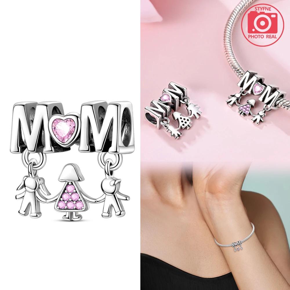 Kupferfarben Mutter und Tochter umarmen sich Liebesperlen Anhänger Kompatibel mit Authentischen Armbändern DIY Feiner Schmuck Geschenk für Frauen