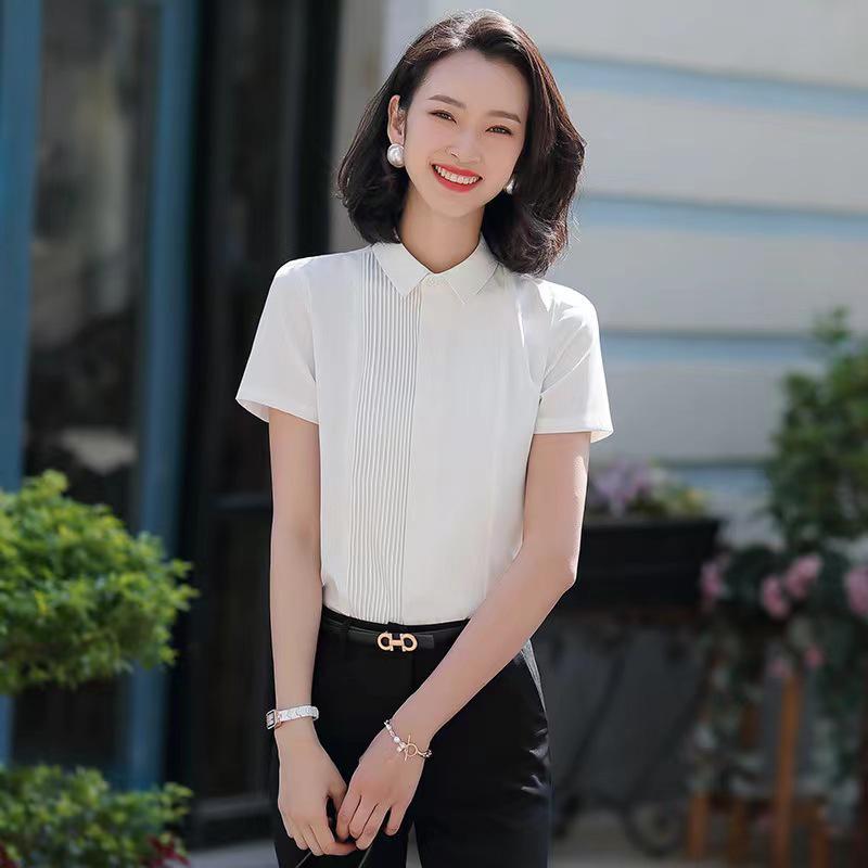 Women's Professional Short Sleeve Chiffon Shirt - Summer Formal Wear