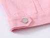 Women's Pink Spring Denim Jacket - Short, Loose Fit, Long Sleeve, Plus Size, Casual Korean Style