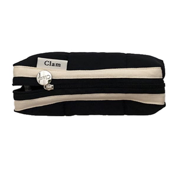 

Clam Round Quilted Black Korean Pencil Case/Pencil Case/Pouch [Used] чёрный