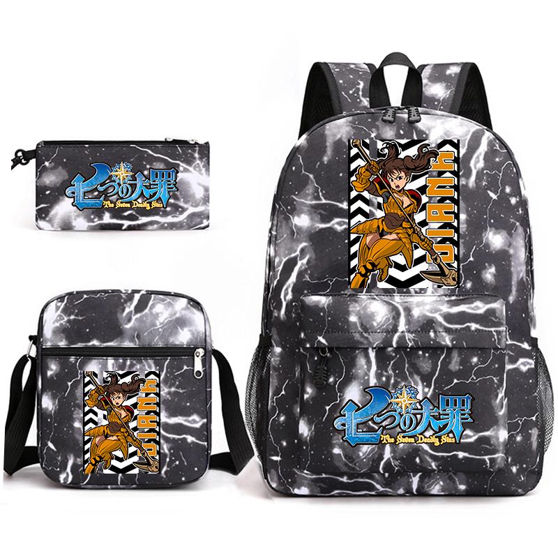 Anime The Seven Deadly Sins School Backpack Set with Shoulder Bag Pencil Case for Kids Teens Daily Bookbag