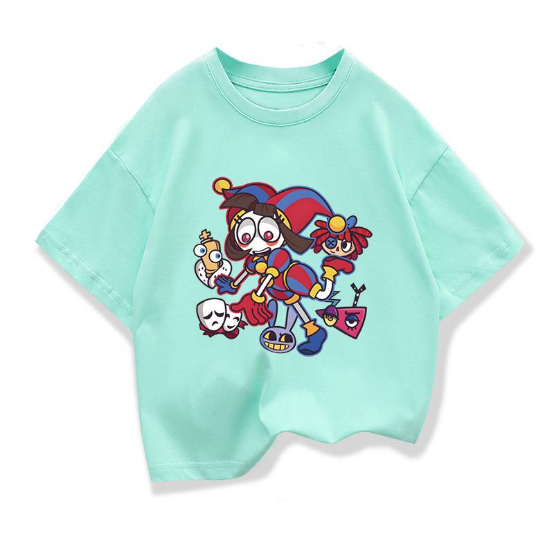 

Графическая футболка для девочек The Amazing Digital Circus 100% хлопок аниме свободная футболка с коротким рукавом повседневные футболки детская летняя одежда 100