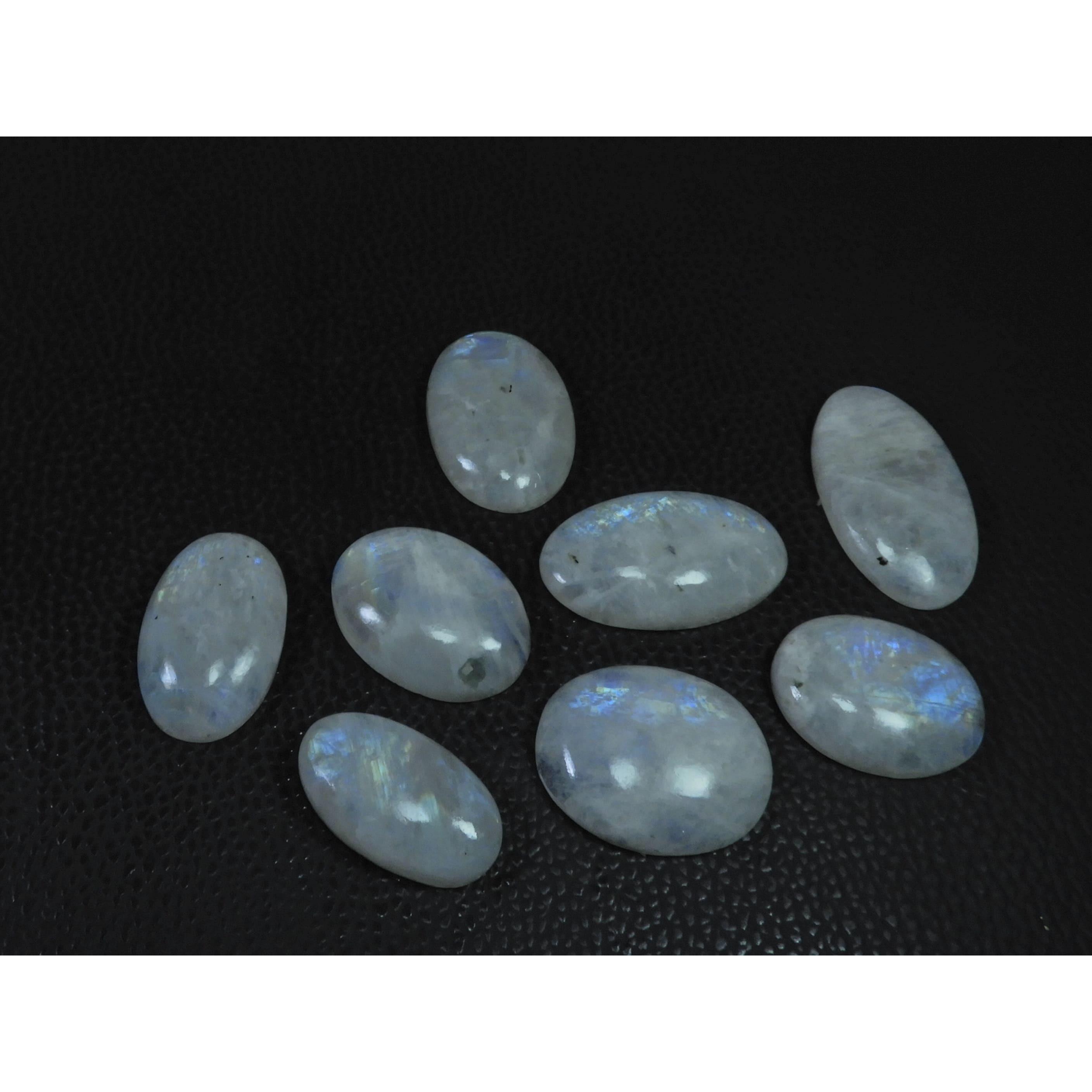 

257Cts. Natural Rainbow Moonstone Oval Cabochon Loose Gemstone 8Pcs Lot C-710