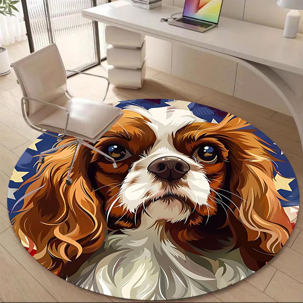 1PC Dog Stars Office Round Area Rug, Mat Suitable For Office, Under Office Chairs Bedroom Living Room Home Decor, Room Deco