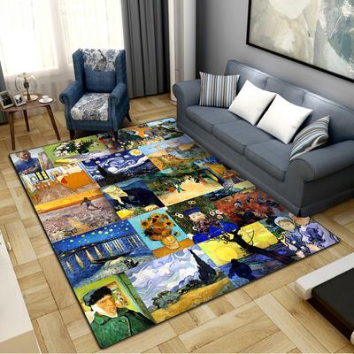 Van Gogh Painting Carpet Rug for Living Room Bedroom Home Sofa Decoration,Kids Play Non-slip Floor Mat