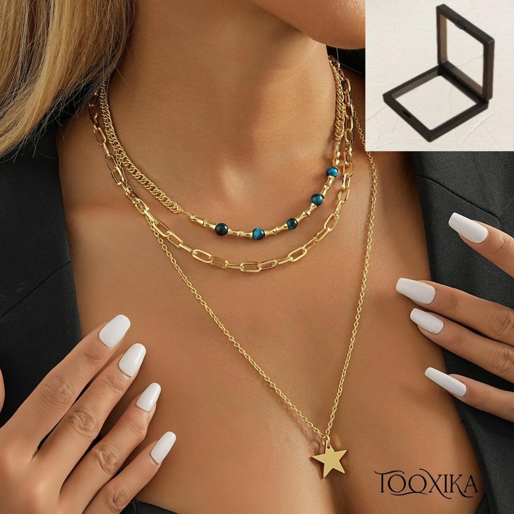 

Tooxika персонализированный подвеска из натурального камня с пятиконечной звездой, простое женское трехслойное ожерелье, ювелирные изделия