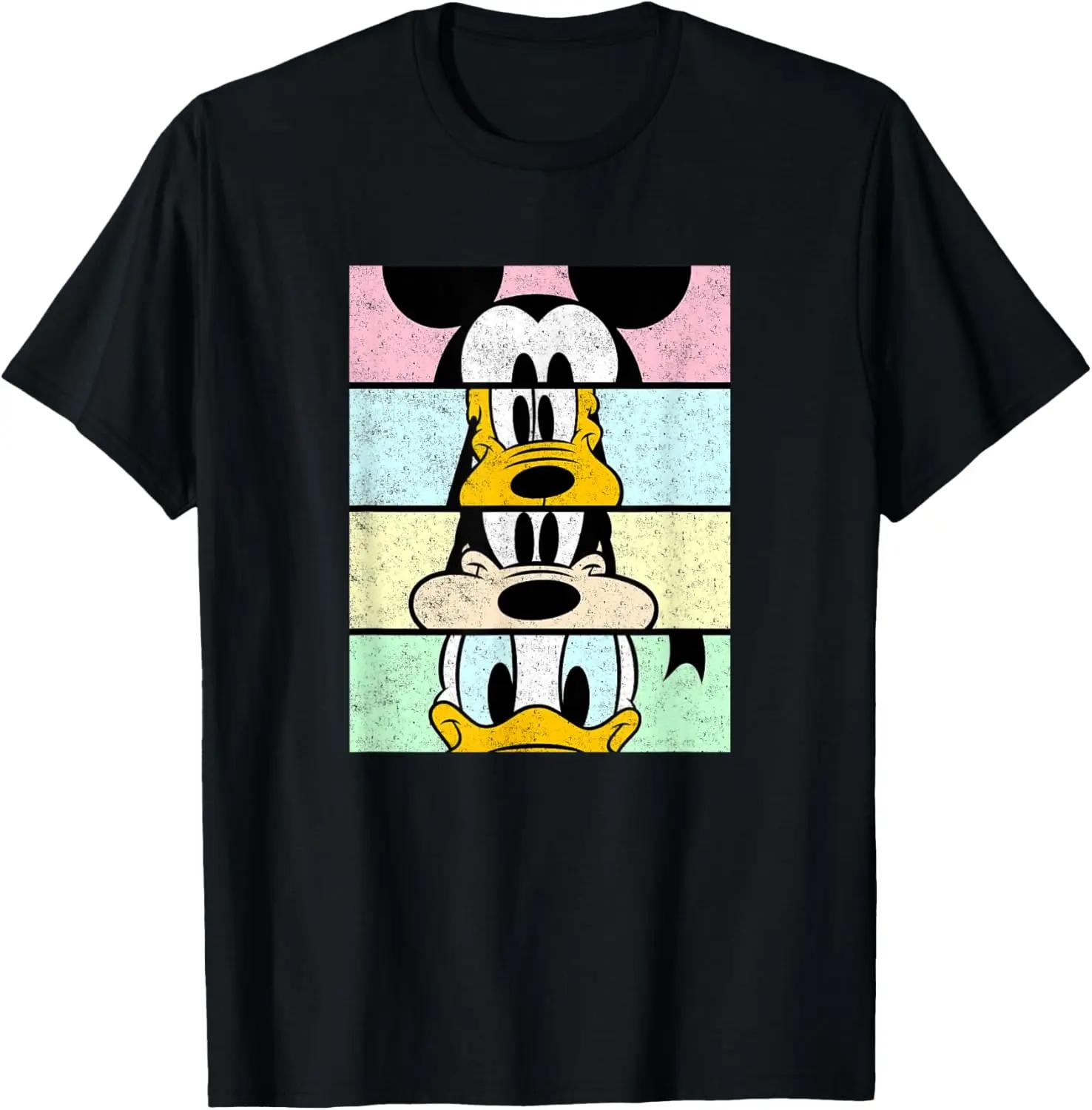 Disney Mickey and Friends Group Comic Panels Distressed Fashion Casual T-Shirt S-4XL Four Seasons M