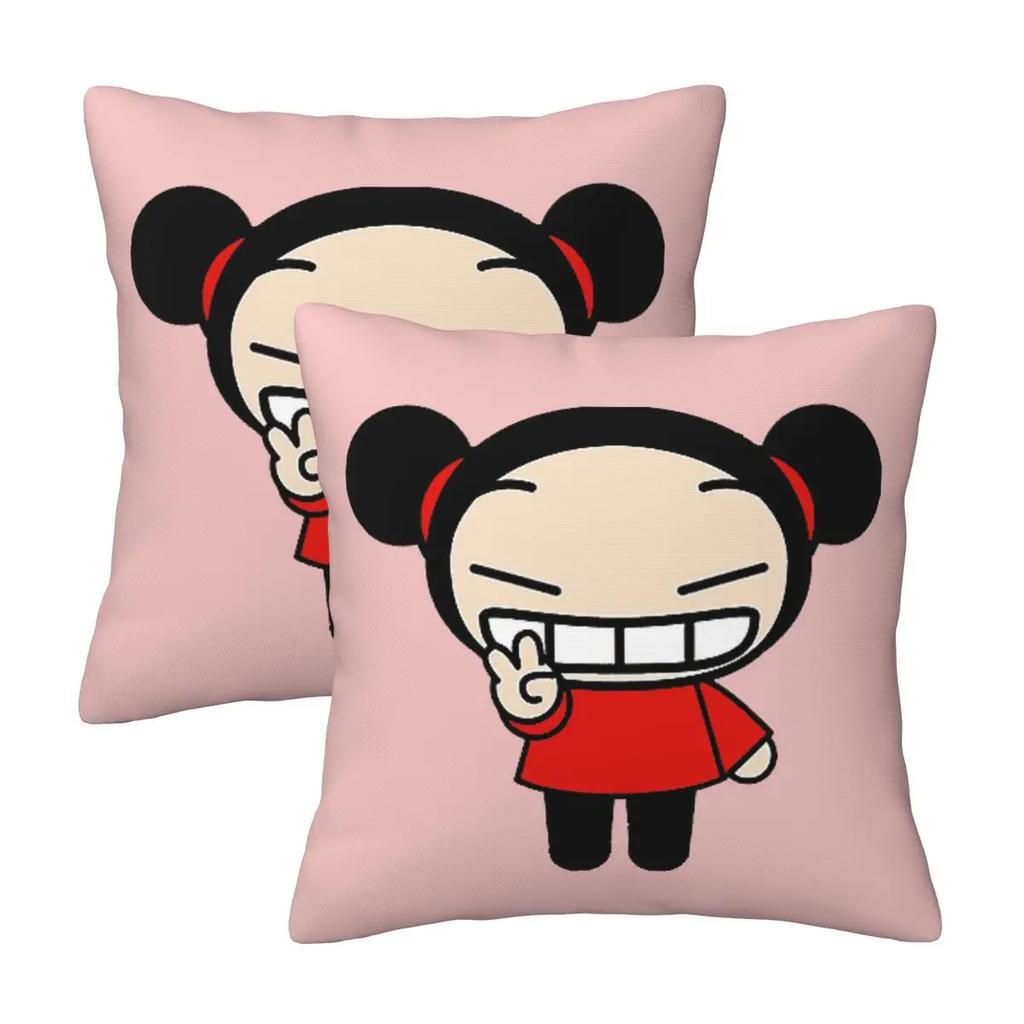 Cartoon Pucca 2 Pcs Square Pillowcase Pillow Cover Cushion Decor Comfort Throw Pillow For Home Bedroom