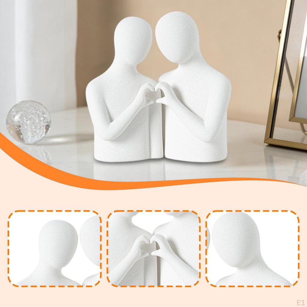 Abstract Couple Statue Desktop Ornament Art Porcelain Table Centerpiece Heart Gesture Figurine Lover