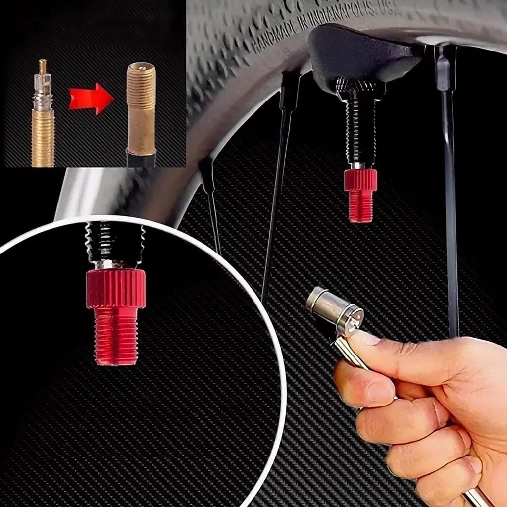 Set of 10 Bicycle French Valve Caps, Red, Aluminum Alloy, French Valve Adapter, especially suitable for off-road bikes