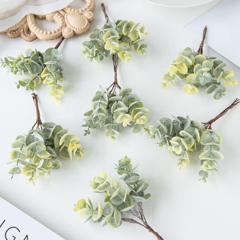 Artificial Eucalyptus Leaves Plastic Fake Plant Home Vase Party Outdoor Garden Wedding Bridal Bouquet Wreath DIY Gift Box Decor