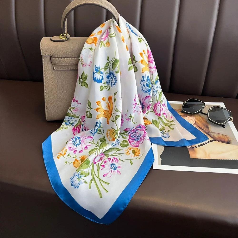 Fashion Luxury Brand 70cm Silk Feel Square Scarf Women Neck Tie Female Hair Bandana Headkerchief Shawl Wrap Hijab Echarpe