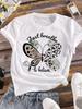 (Asian Size) T Shirt Sweet Butterfly Trend Printed Women Tee Clothing Casual Fashion Lady Female Top Graphic Short Sleeve T-shirts
