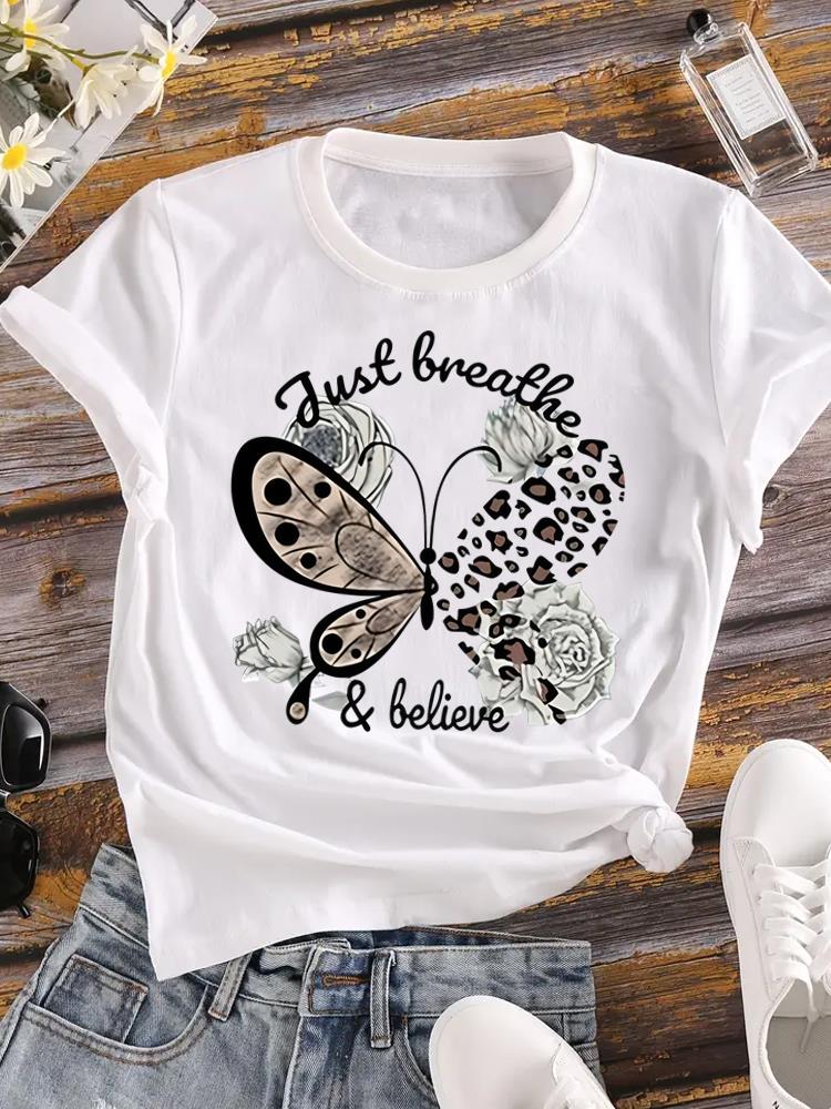 (Asian Size) T Shirt Printed Women Tee Clothing Letter Style Cute 90s Casual Fashion Lady Female Top Graphic Short Sleeve T-shirts