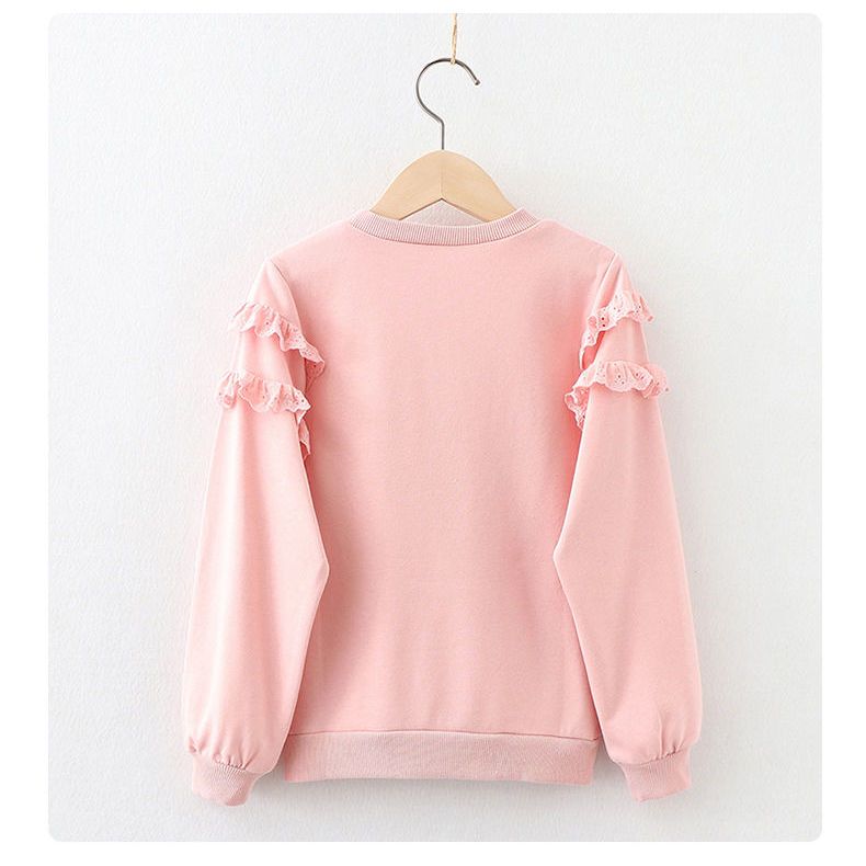 Baby Girls White Top Floral Embroidery Blouse Children's Clothing Long-Sleeved Shirt Spring Kids Clothing Teen Sweatshirts