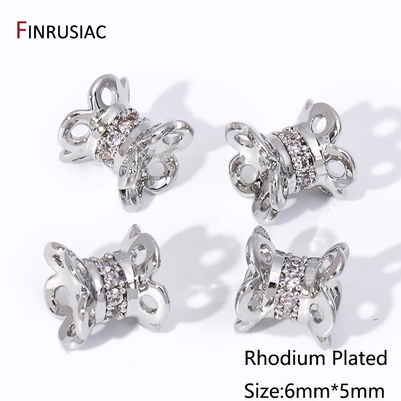 

2 Styles Trendy 18K Gold Plated Brass Flower Bead End Caps,Inlaid Zircon Hollow Bead Caps For DIY Jewelry Making Accessories 3 pieces