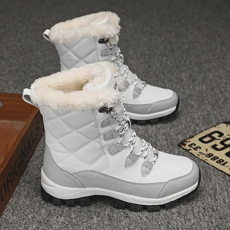 Women's 2024 Winter White Velvet Snow Boots - Warm, Thick Cotton for Northeast Weather