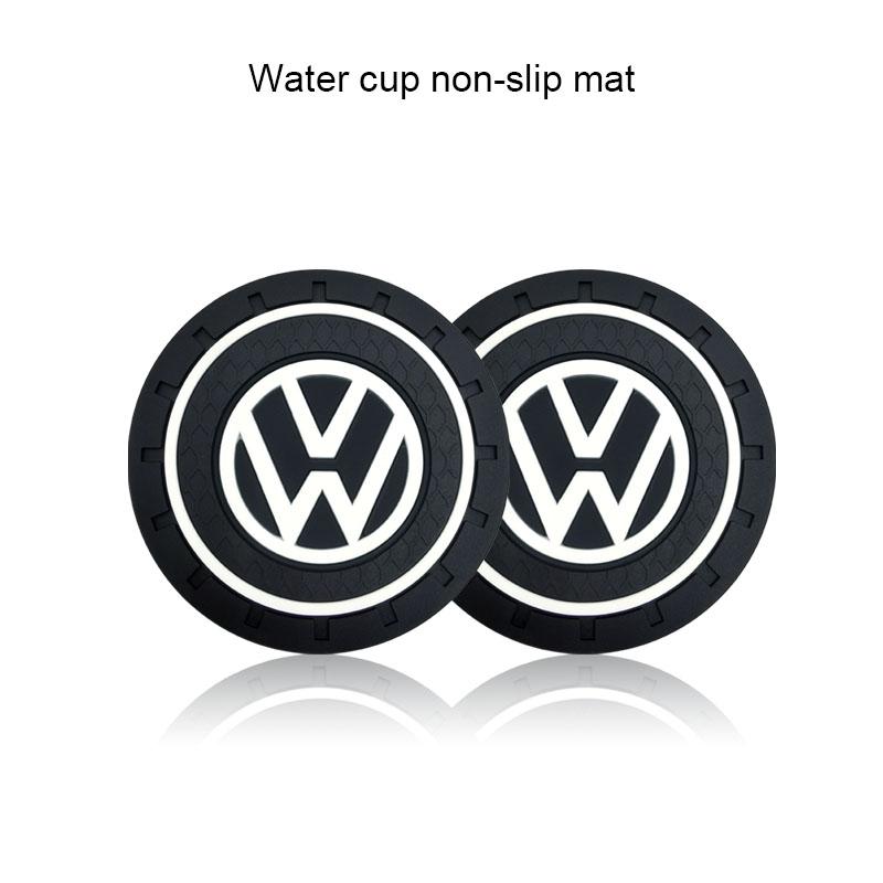 2Pcs Car Anti Slip Coaster Anti-noise Water Cup Pad Cushion Car Accessories For Volkswagen B5 B6 B7 T4 T5 Golf 4 5 6 7 Polo Passat Tiguan Jetta Gol