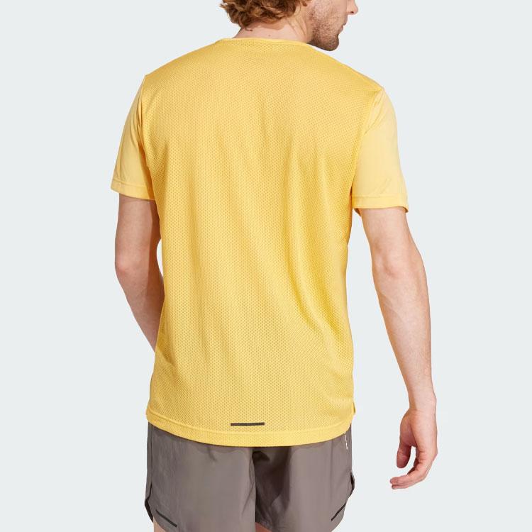 Adidas Letter Print Short Sleeve Outdoor Sports T-Shirt Men Tops Yellow IP4816