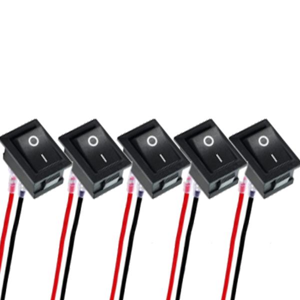 Round/ Square Head Rocker Switch ON/Off SPST 2Pin Toggle Switch with Wires DC12V-24V Electrical Switch for Automotive Boat RVs