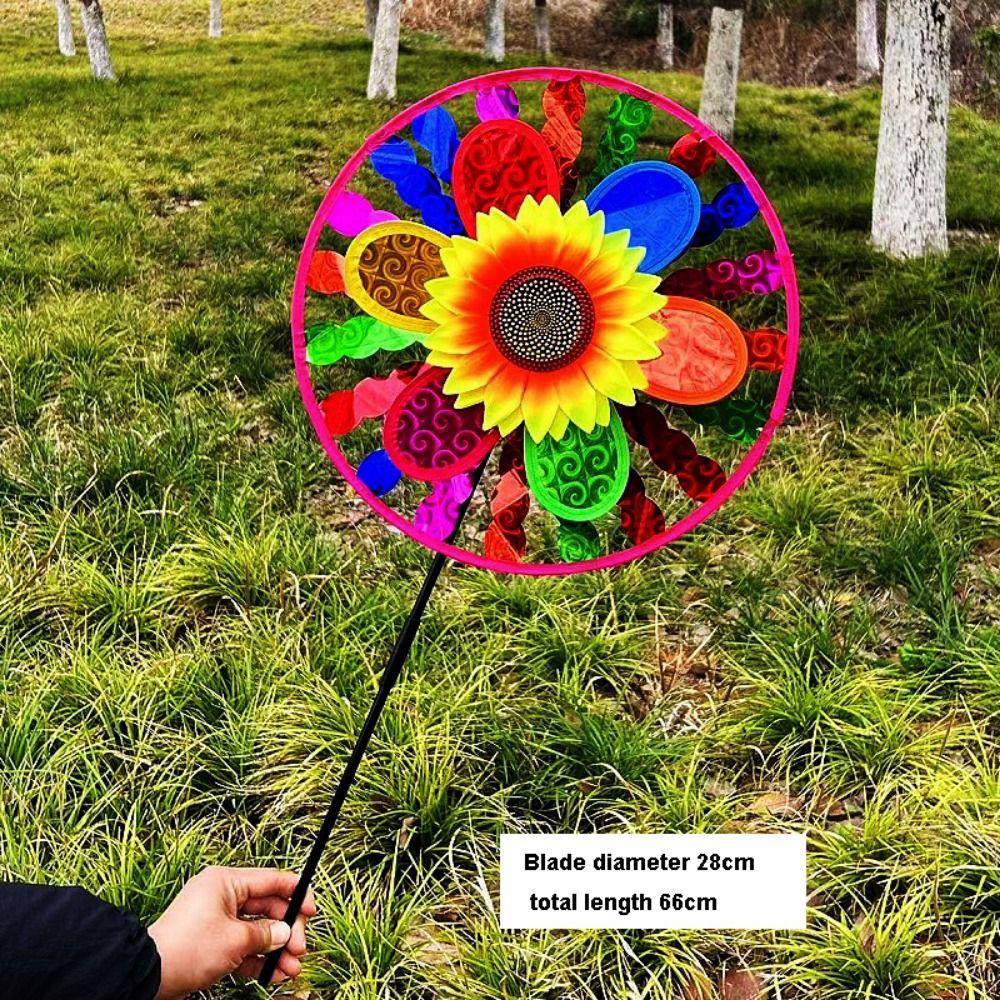Multistyles Sunflower Windmill PVC Stake Standing Lawn Flower Pinwheel  Outdoor Party Picnic Decor