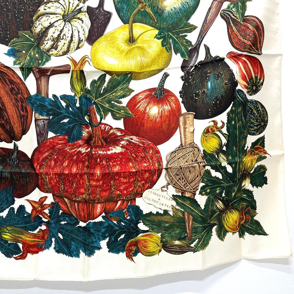 HERMES CITROUILLES & COLOQU IN TES Pumpkin and colocynth Carre90 Scarf Unused
