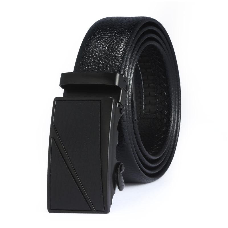 

Мужской кожаный ремень с автоматической пряжкой - деловой, повседневный и прочный вариант для подарка 125cm