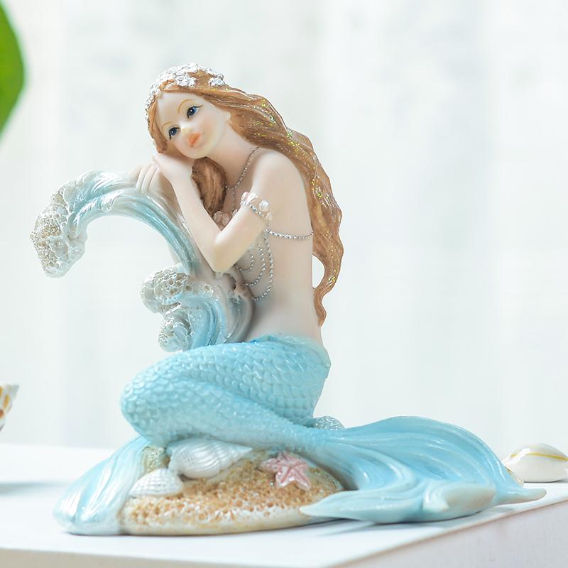 Nordic Resin Cute Mermaid Princess Figurines Fish Tank Ornaments Kawaii Decor Home Furnishing Decoration Crafts Birthday Gifts