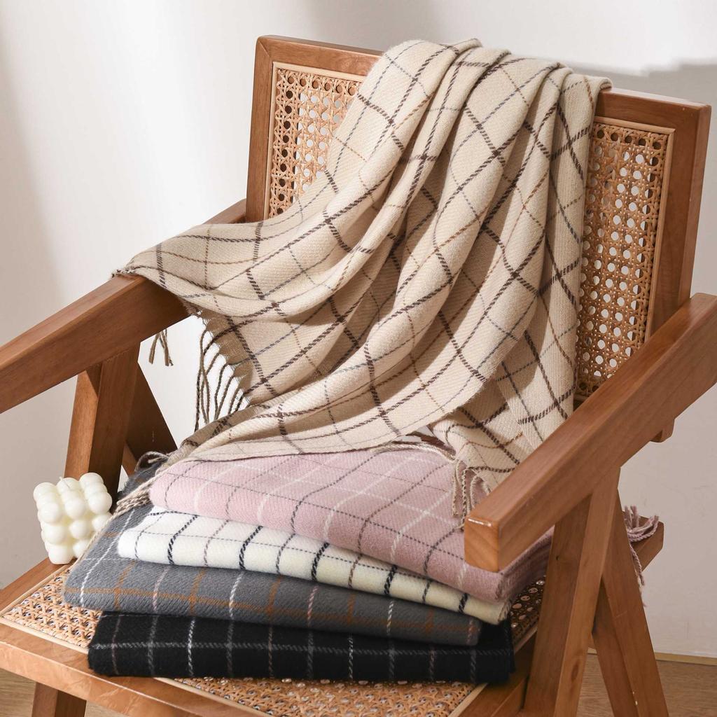 Autumn and Winter New Warm Plaid Shawl Korean Style Women's Double-sided Tassel Korean Style Neck Scarf Student Scarf